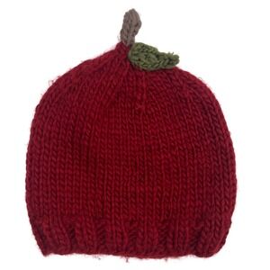 The Blueberry Hill Kids Apple Hat Knit Beanie Red 2-5 Years